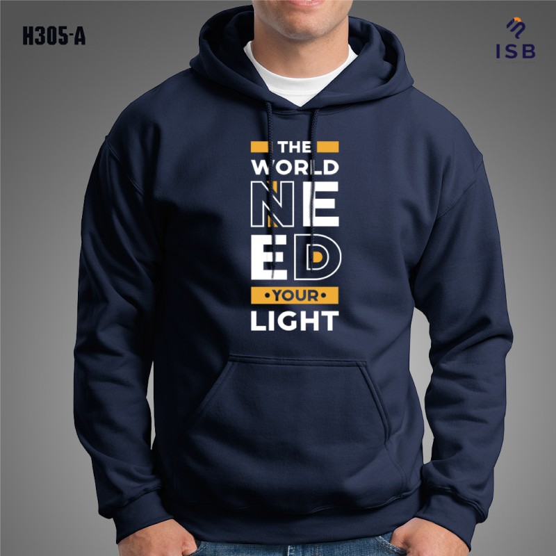 The World Need Your Light Hoodie New Collection 2022 H305 A Navy Blue